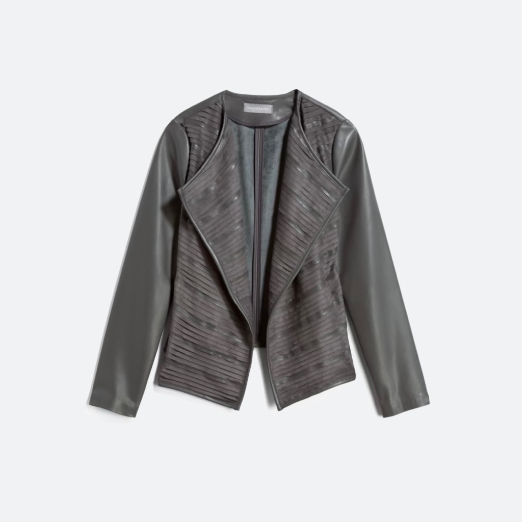 Zoe Textured Faux Leather And Faux Sued Jacket.